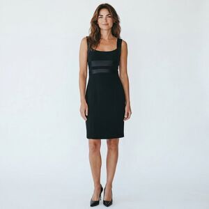 Jones New York Black Cocktail Dress Size 8 Satin Waist Detail Sleeveless